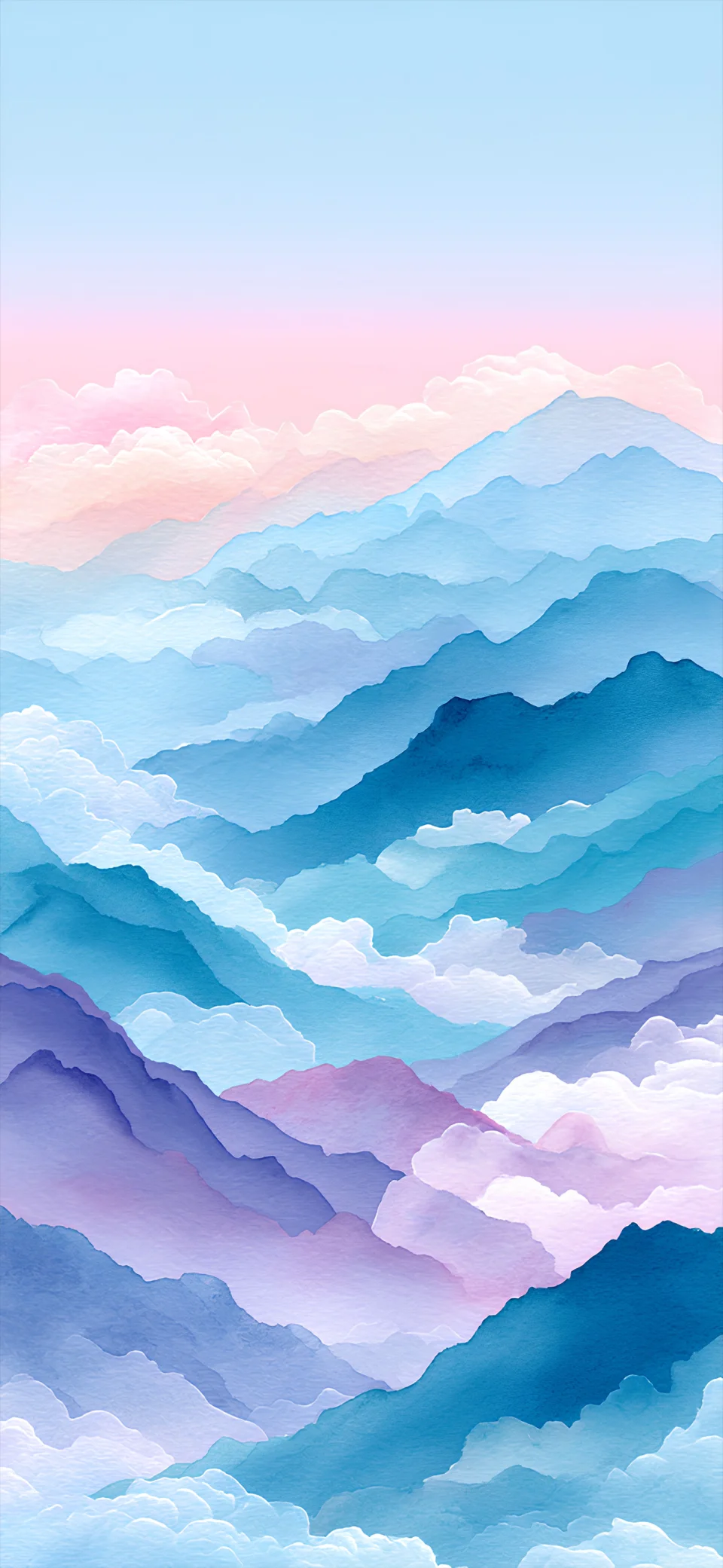 Pastel Watercolor Mountain Wallpaper 4K Asian Art Aesthetic - Artist wallpaper - 4K