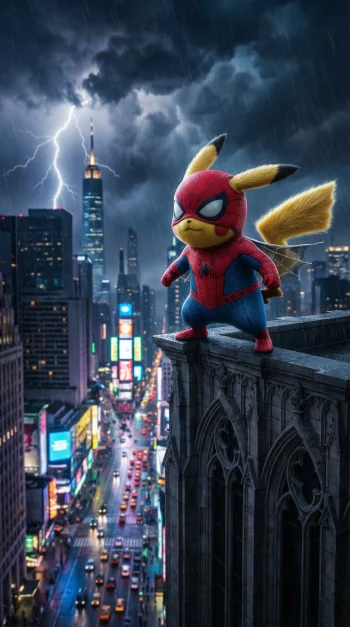 Pikachu x spider man