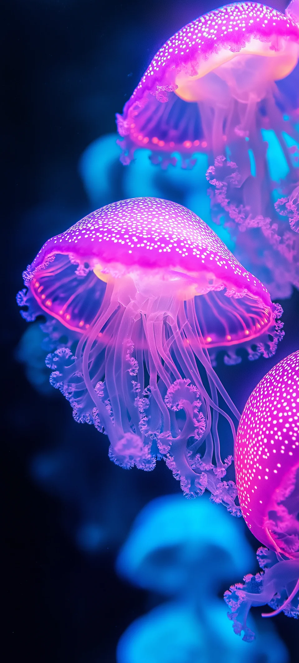 Pink Bioluminescent Jellyfish AMOLED 4K Wallpaper - Animals wallpaper - 4K