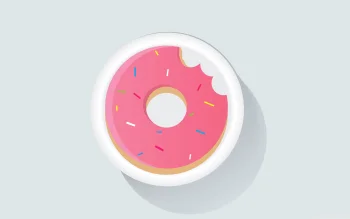 Pink Donut 4K Wallpaper Minimalist Vector Aesthetic