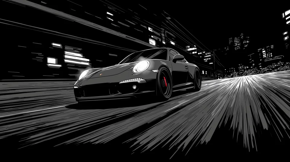 Porsche 911 Wallpaper 4K - Black And White Supercar Vector Art... - Cars wallpaper - 4K