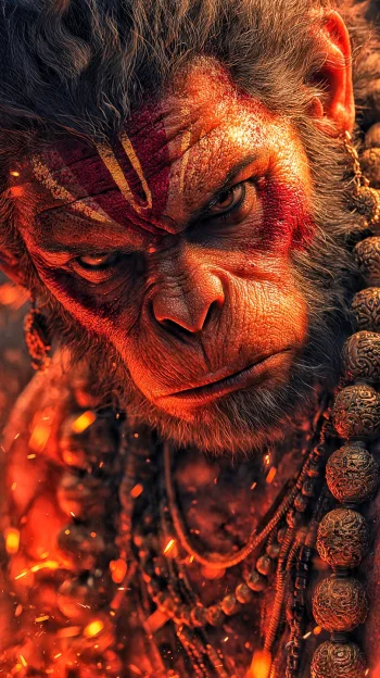 Powerful Hanuman Ji Dark Fire Aura – Divine 4K Wallpaper