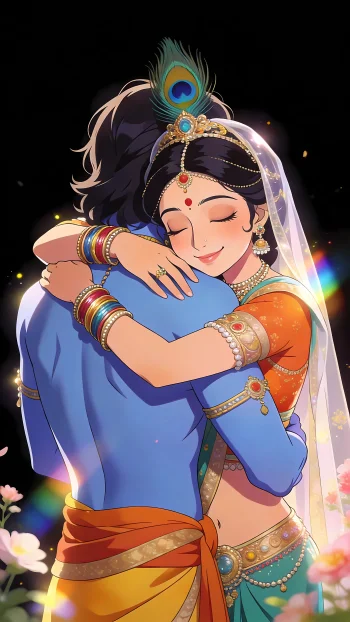 radha Krishna inspired waiting for your Phone wallpaper