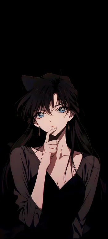 Ran Mouri Dark Anime Portrait – Detective Conan 4K Wallpaper