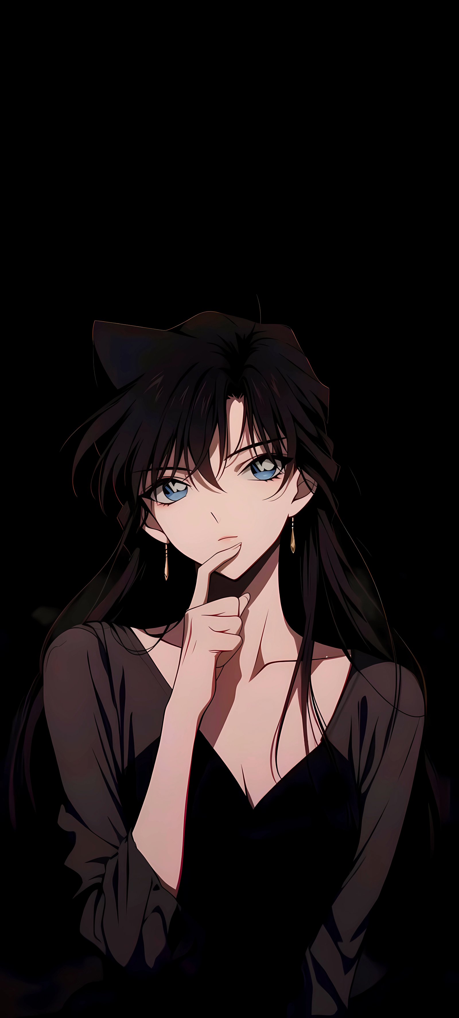 Ran Mouri Dark Anime Portrait Detective Conan 4K Wallpaper - Anime wallpaper - 4K