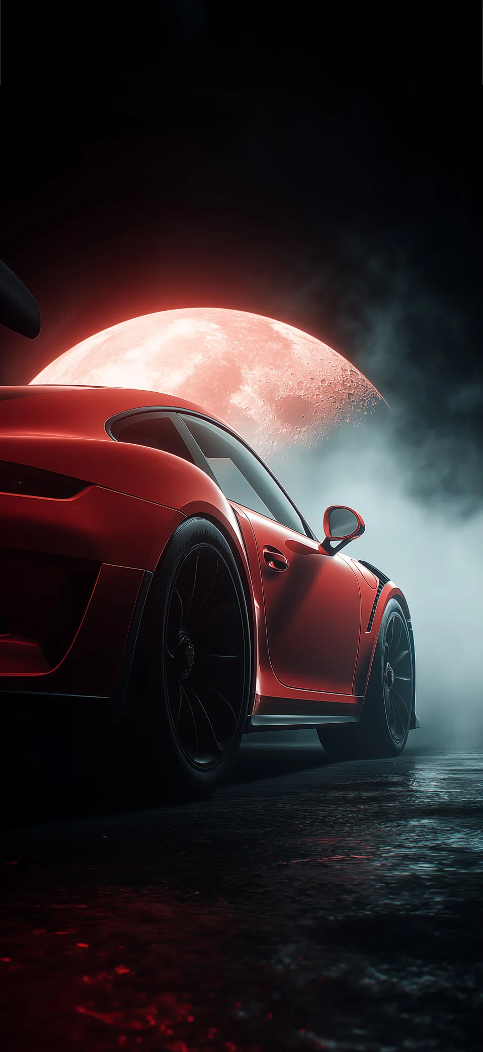Red Porsche Wallpaper 4K - Cinematic Supercar Blood Moon Fog... - Cars wallpaper - 4K