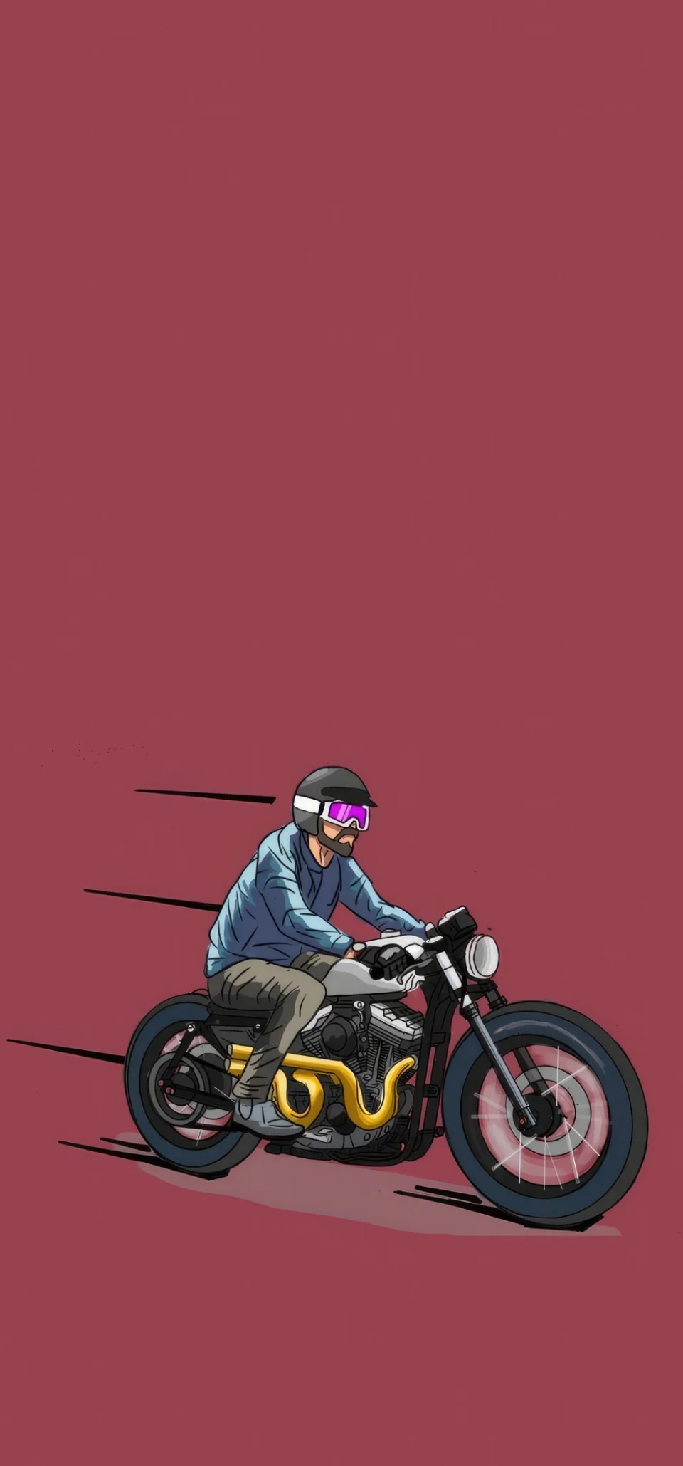 Retro Rider Illustration Minimalist Motorcycle Art Wallpaper - Bikes wallpaper - 4K