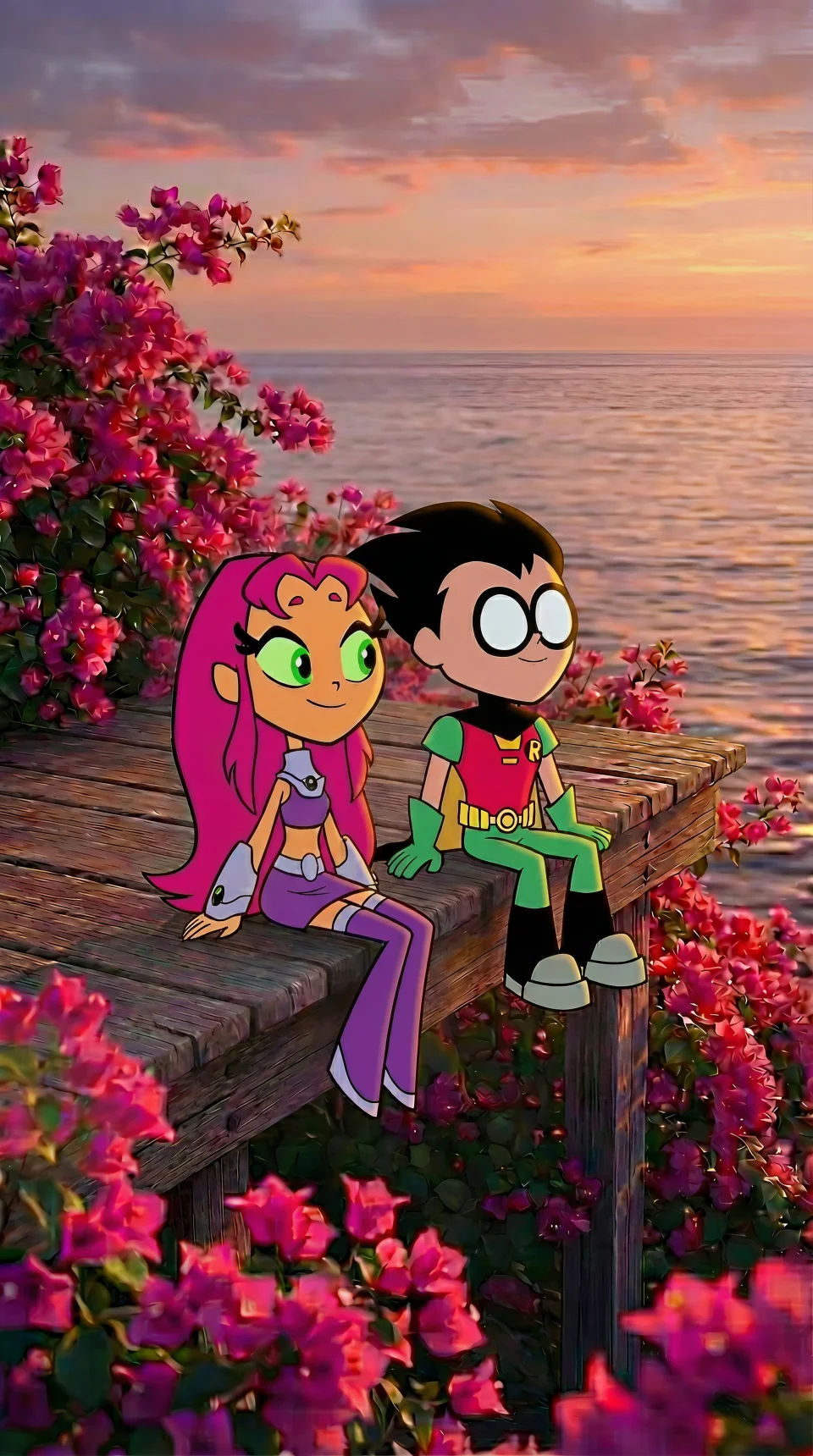 Robin And Starfire 4K Phone Wallpaper - Cartoons wallpaper - 4K