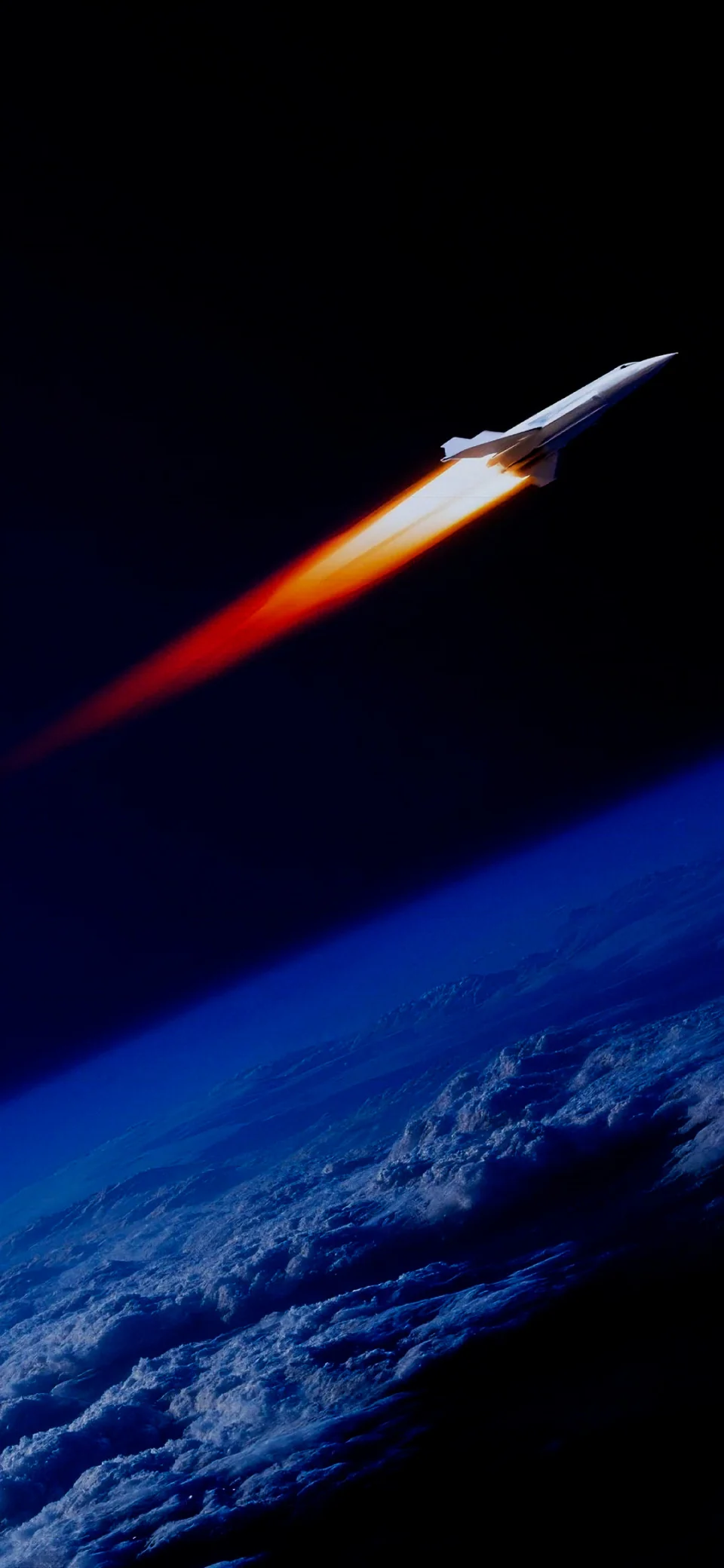 Rocket Launch Space 4K Wallpaper Earth Horizon Fire Trail Ultra... - Space wallpaper - 4K
