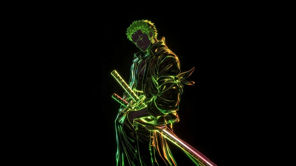 Roronoa Zoro Neon Art 4K Wallpaper - Anime wallpaper - 4K