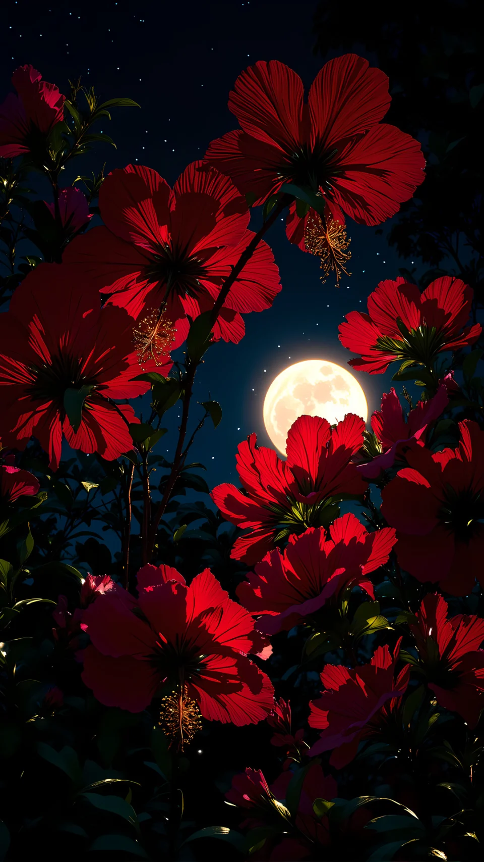 Rose And Moon Nature Phone Wallpaper - Nature wallpaper - 4K
