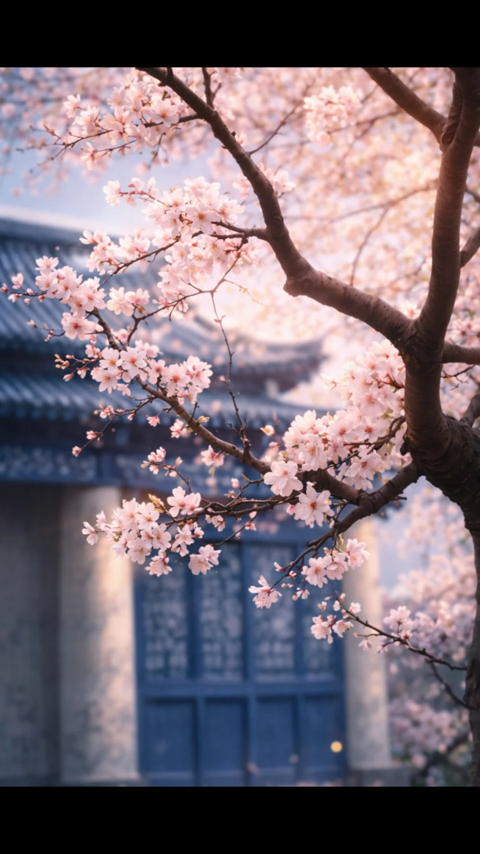 Sakura Temple View Japanese Aesthetic Spring 4K Phone Wallpaper - Flowers wallpaper - 4K