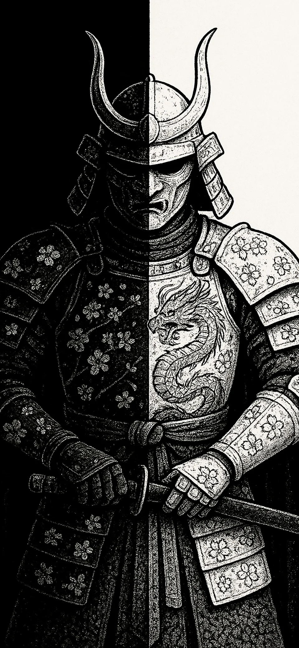 Samurai Black White Wallpaper 4K Yin Yang Warrior Aesthetic HD... - Artist wallpaper - 4K