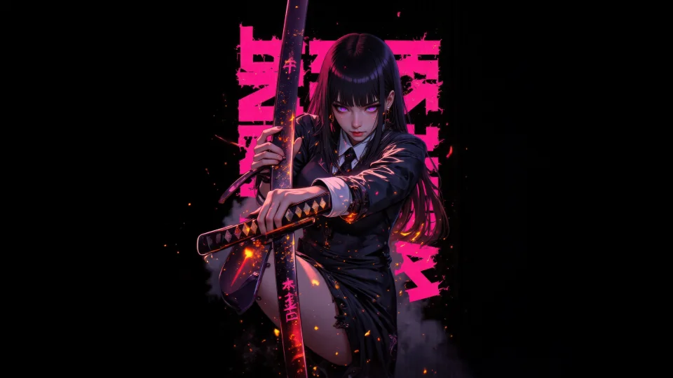 Samurai Girl With Katana Sword 4K Wallpaper - Artist wallpaper - 4K