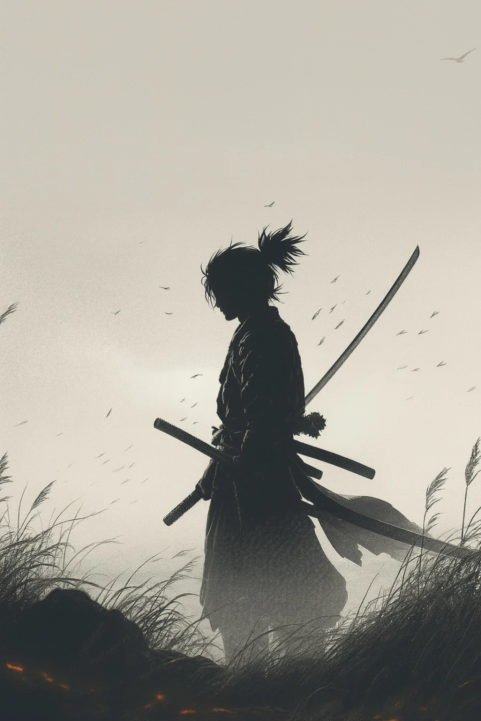 Samurai Warrior Standing In A Field Of Tall Grass 4K Wallpaper... - Artist wallpaper - 4K