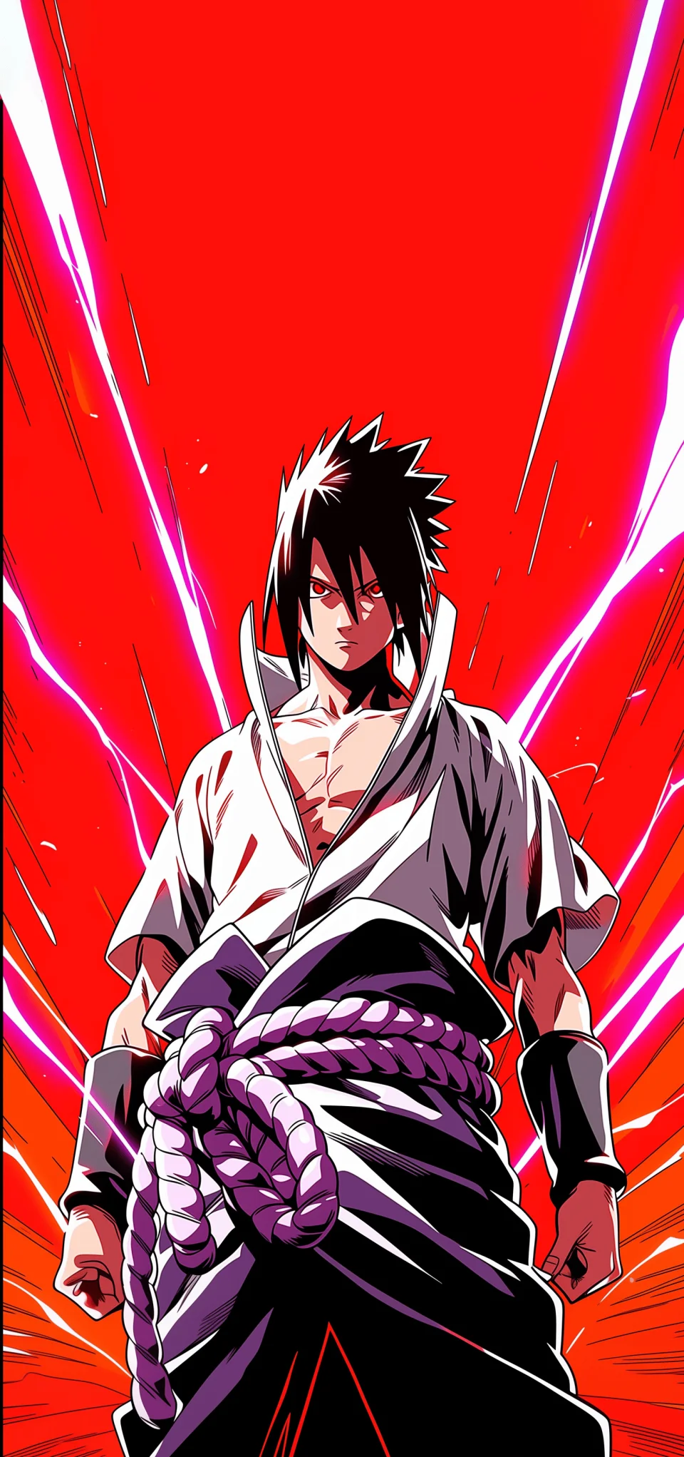 Sasuke Uchiha Power Mode Naruto Red Aesthetic 4K Wallpaper - Anime wallpaper - 4K