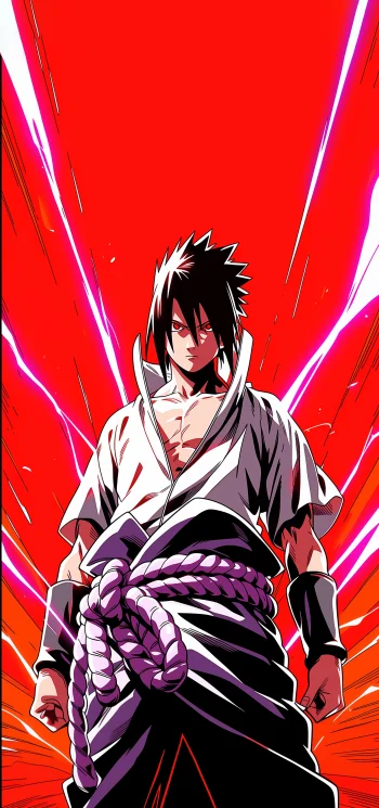 Sasuke Uchiha Power Mode – Naruto Red Aesthetic 4K Wallpaper