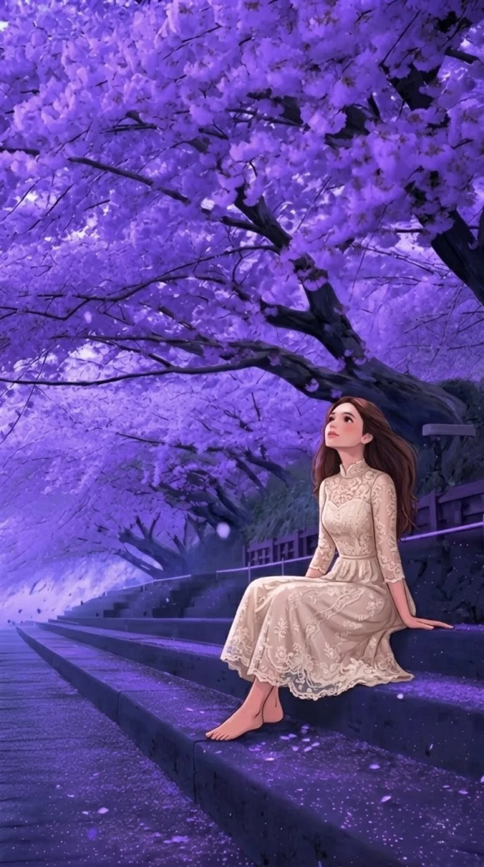 Serene Purple Animegirl Girls 4K Phone Wallpaper - Girls wallpaper - 4K