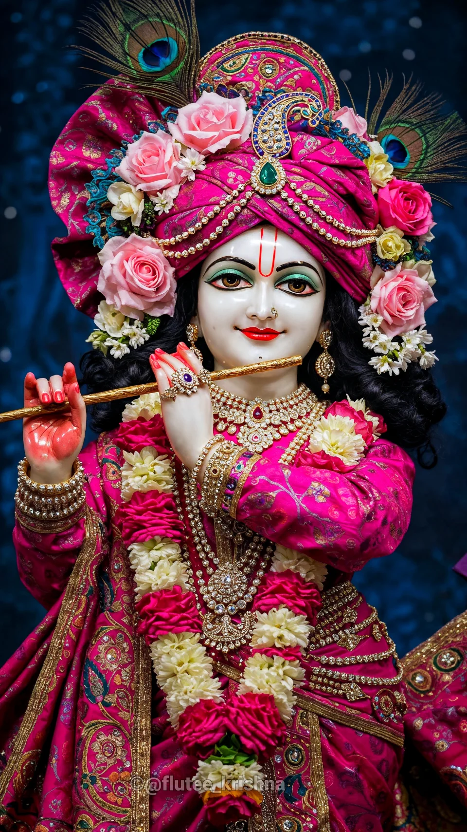 Shri Krishna Flute Divine 4K Wallpaper Radha Krishna HD - God wallpaper - 4K