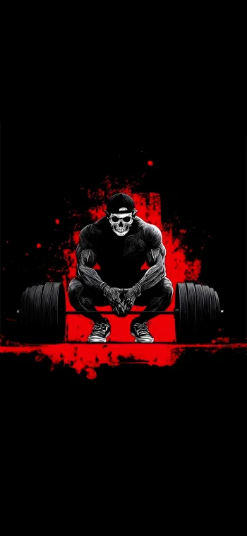 Skull Gym Motivation Wallpaper 4K Dark Aesthetic Bodybuilder Deadlift HD
