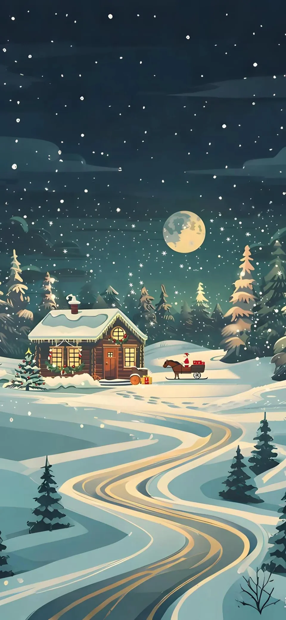 Snowy Christmas Night Cabin Wallpaper - Celebrations wallpaper - 4K