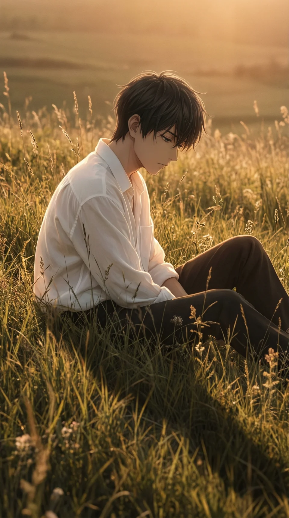 Soft Light Heavy Heart 4K Phone Wallpaper - Anime wallpaper - 4K