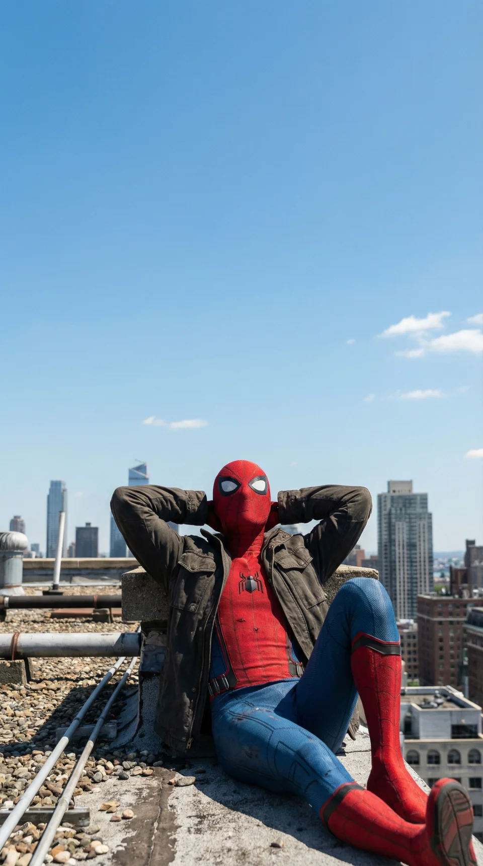 Spider Man Chilling 4K Phone Wallpaper - AI wallpaper - 4K