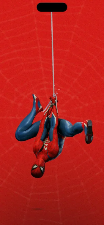 Spider Man Dynamic Island 4K Wallpaper Upside Down Web & Red Aesthetic