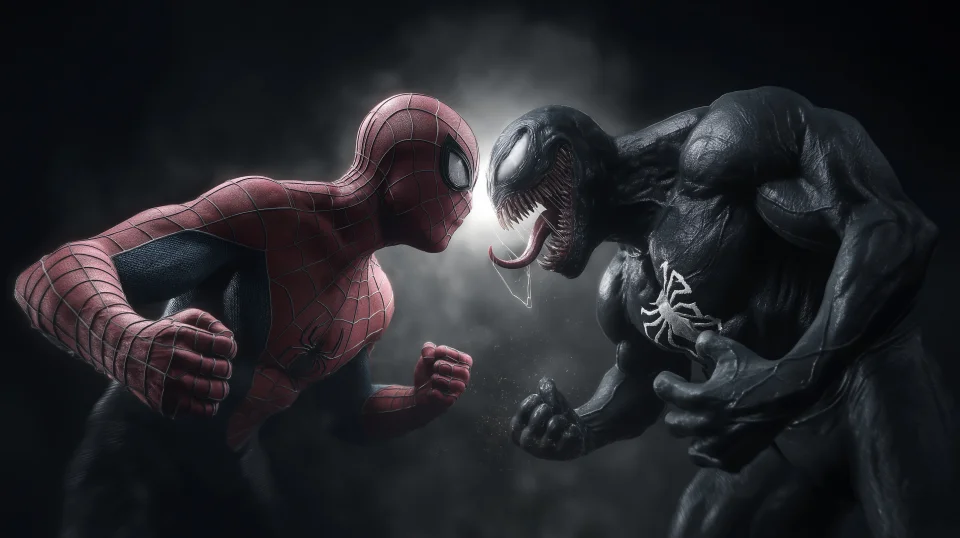 Spider-man Vs Venom Showdown Desktop Wallpaper 4K - Superheroes wallpaper - 4K