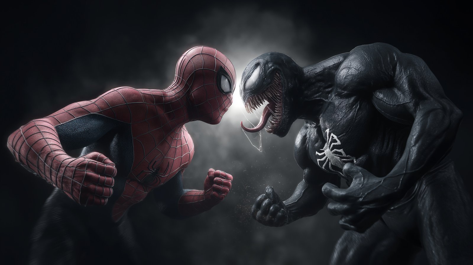 Spider-Man vs Venom Showdown Desktop Wallpaper 4K - Superheroes wallpaper - 4K