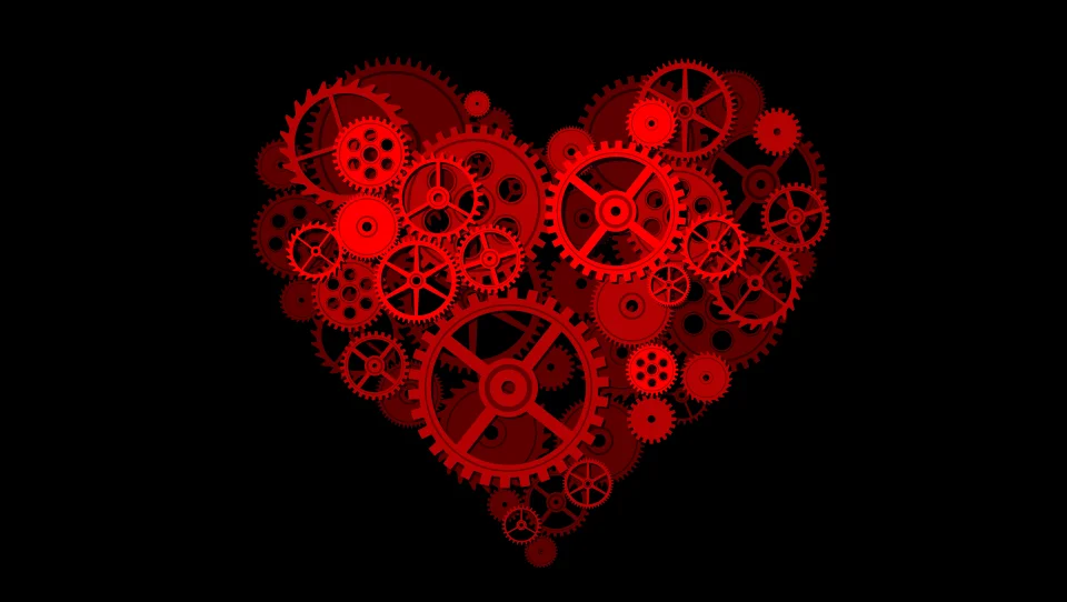 Steampunk Mechanical Heart Gears 4K Wallpaper Red Aesthetic - Love wallpaper - 4K