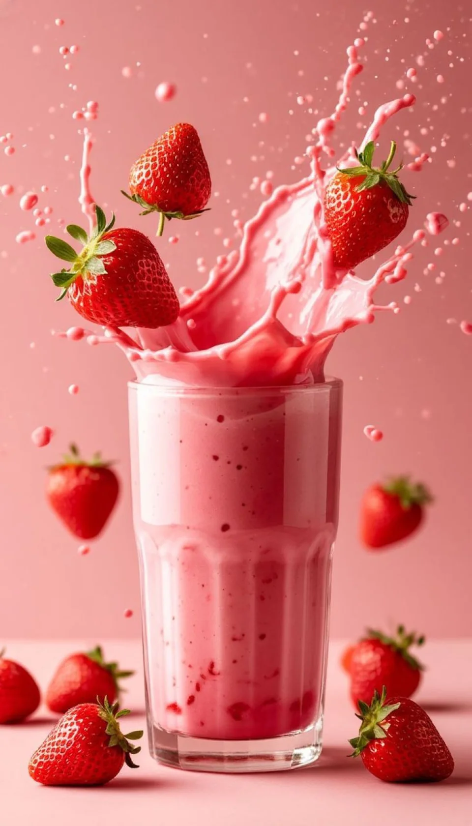 Strawberry Smoothie Splash 4K Wallpaper Pink Aesthetic - Food wallpaper - 4K