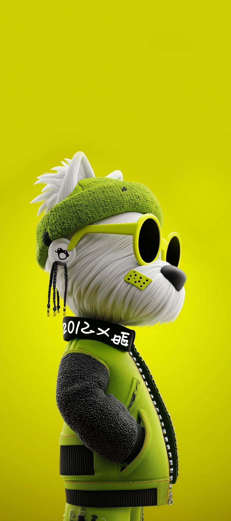 Stylish Green Dog Character Cool 3d Cartoon Aesthetic 4K... - Cartoons wallpaper - 4K