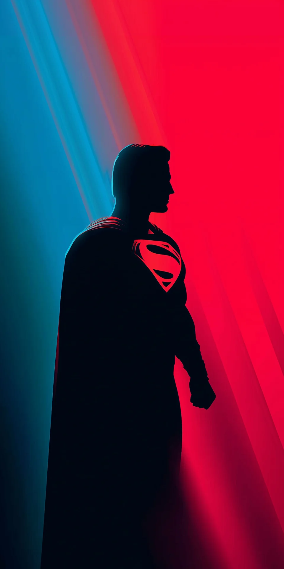 Superman Minimal Neon Red Blue Aesthetic 4K Wallpaper - Superheroes wallpaper - 4K