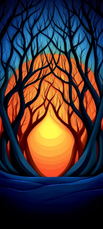 Surreal Forest Sunset Wallpaper 4k
