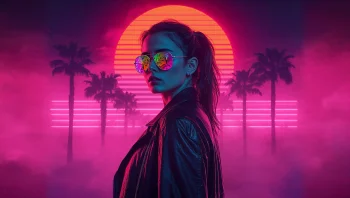 Synthwave Girl In Neon 4k wallpaper