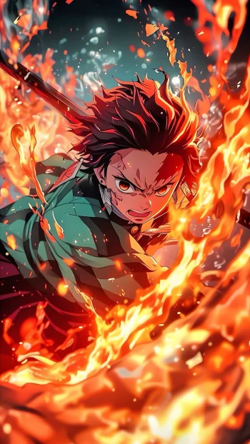 Tanjiro Wallpaper 4K – Demon Slayer Flame Battle
