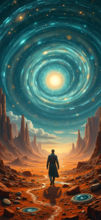 Terminator Walks Through A Desert Wasteland 4k wallpaper for phone