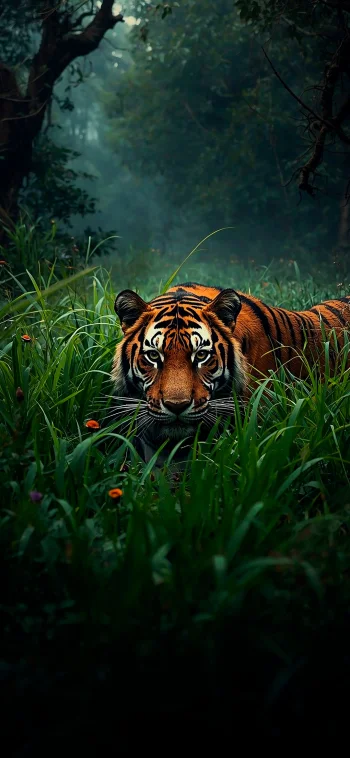 Tiger in Jungle 4K Wallpaper Wildlife Predator Nature Ultra HD Mobile Background