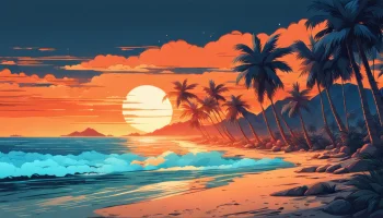 Tropical Paradise Sunset Art 4k wallpaper