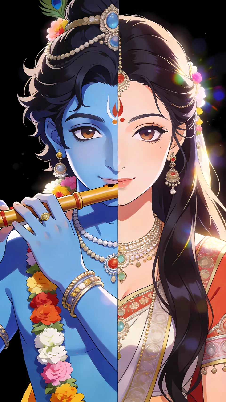 Vasudev Krishna Radha Krishna Anime 4K Phone Wallpaper - Anime wallpaper - 4K