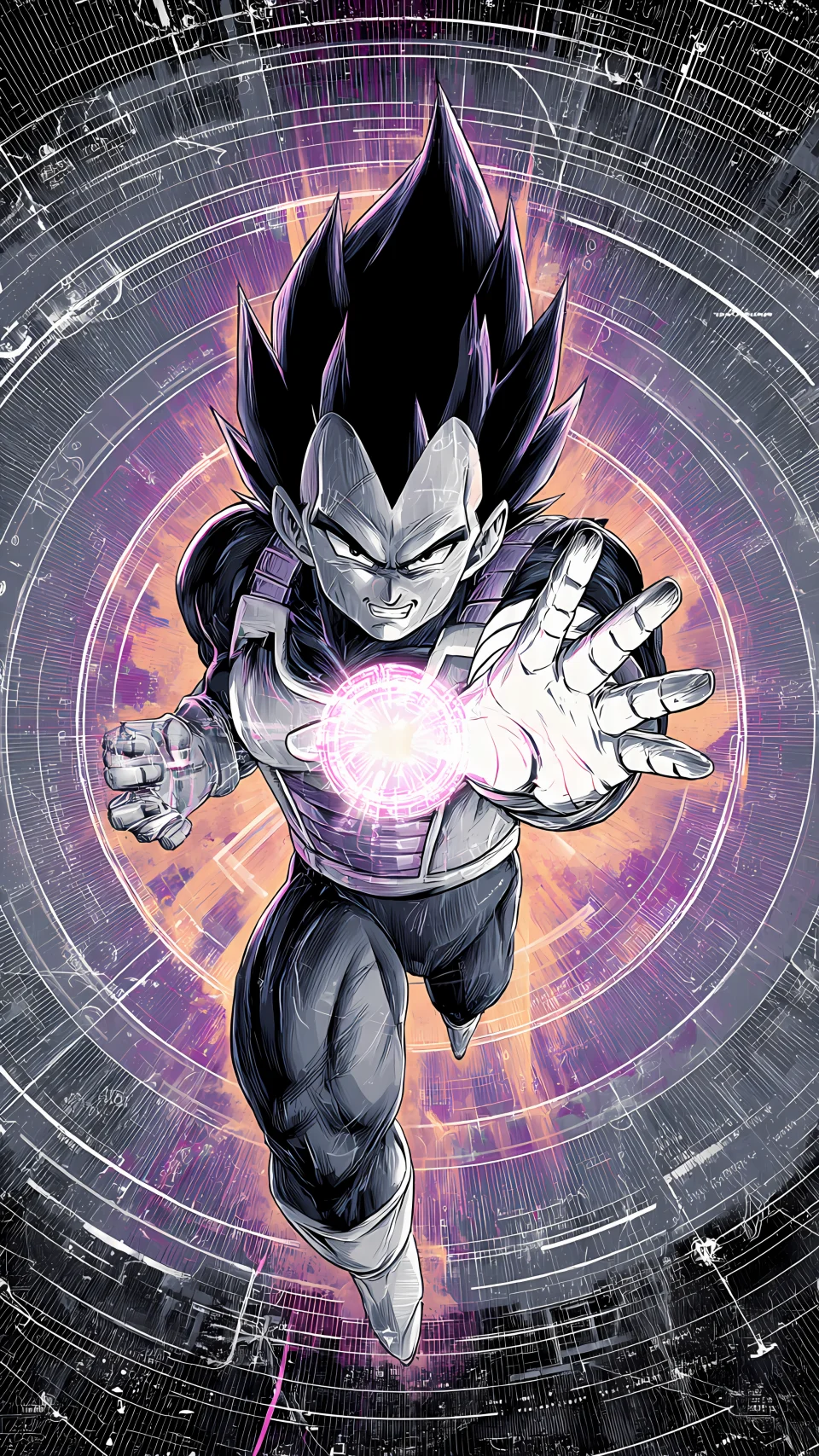 Vegeta 4K Lineart Anime Style Wallpaper - Anime wallpaper - 4K