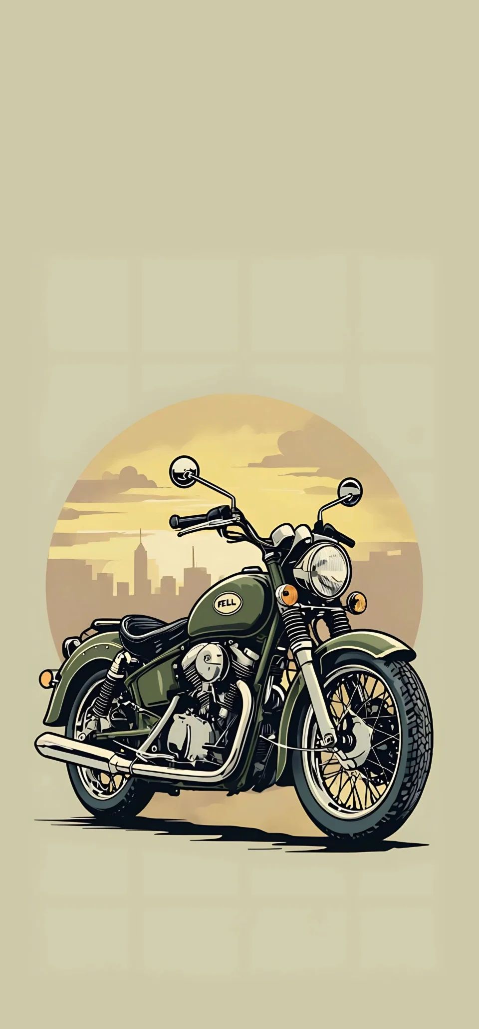Vintage City Cruiser Classic Motorcycle Illustration At Golden... - Bikes wallpaper - 4K
