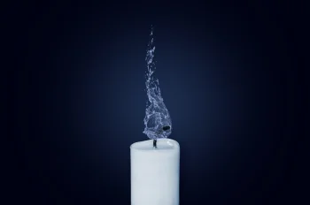 Water Flame Candle 4K Wallpaper Surreal Conceptual Art