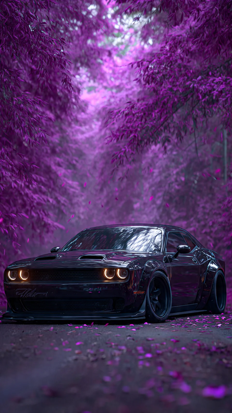 Where Power Meets Poetry On A Road Painted In Petals Phone... - Cars wallpaper - 4K