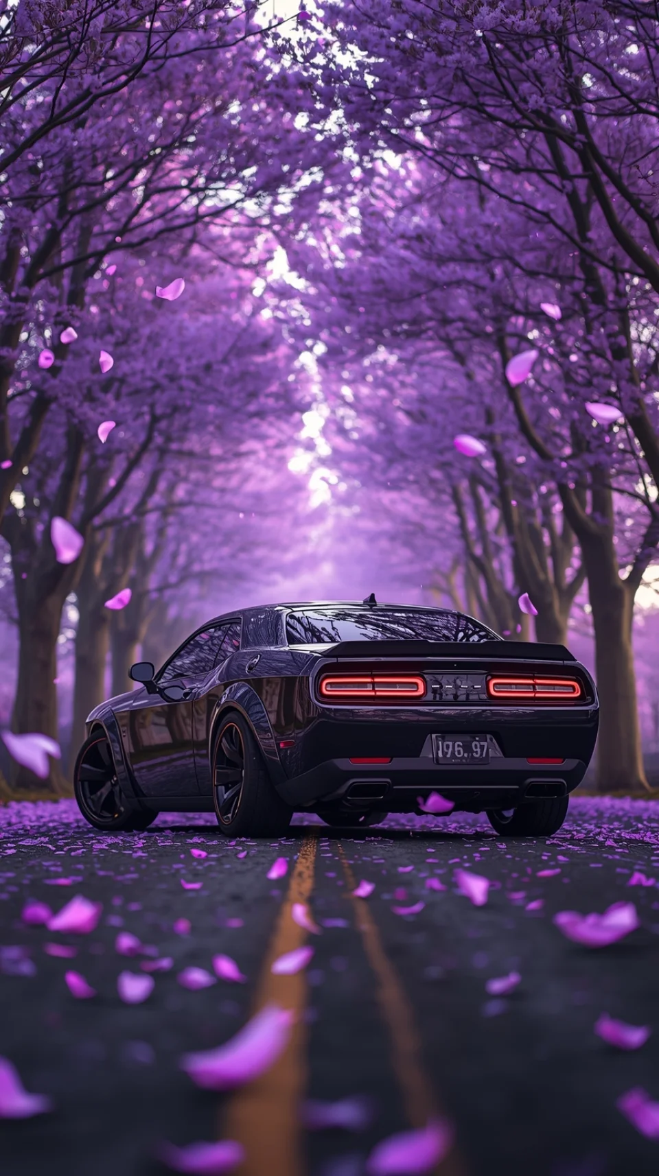 Where Power Meets Poetry On A Road Painted In Petals Phone... - Cars wallpaper - 4K