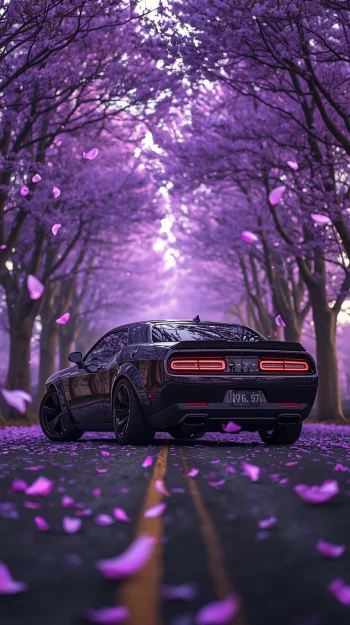 where power meets poetry on a road painted in petals. 🌸💜