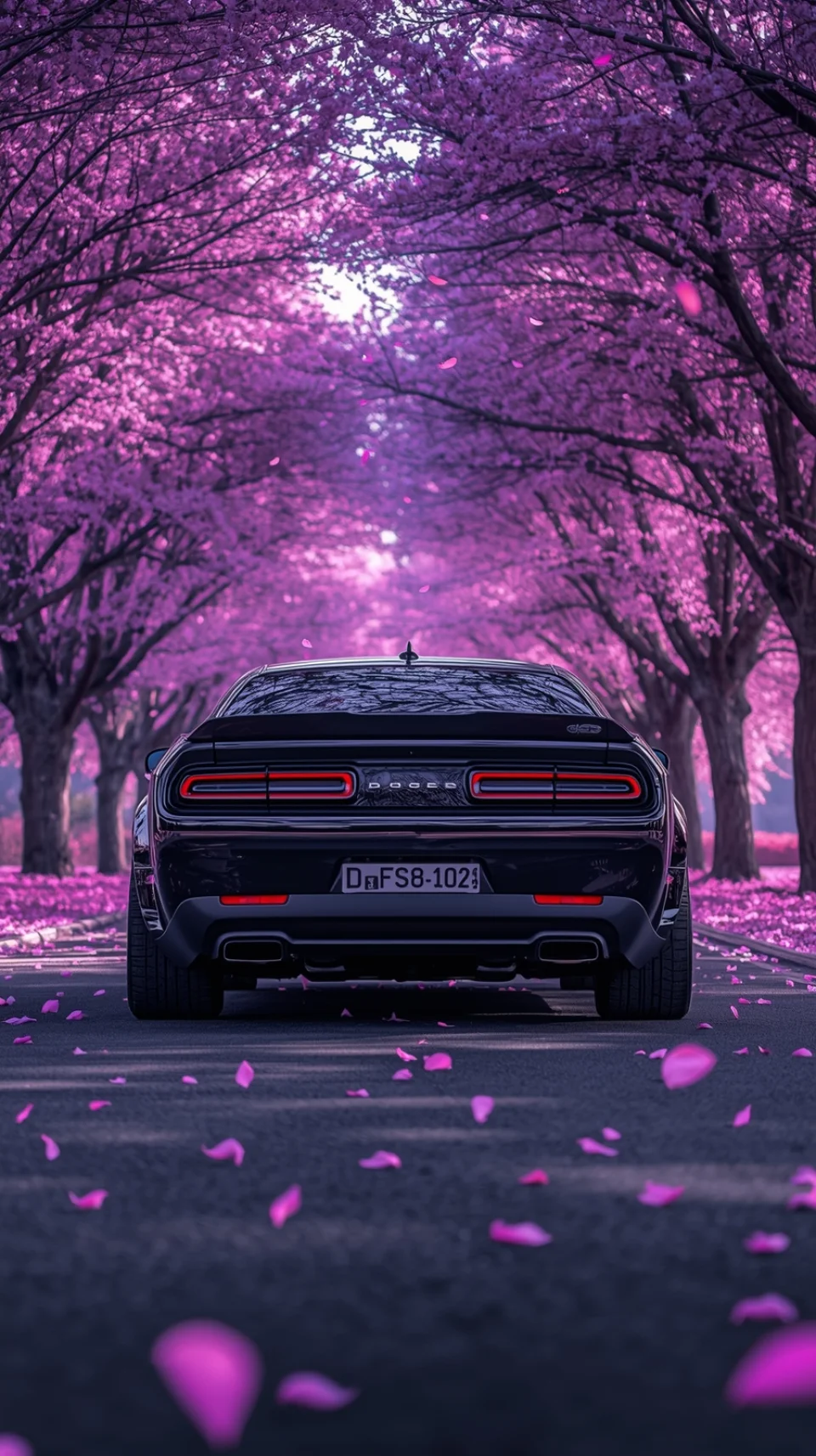 Where Power Meets Poetry On A Road Painted In Petals Phone... - Cars wallpaper - 4K