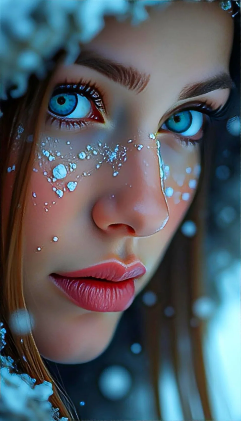 Winter Girl Blue Eyes 4K Wallpaper Snow & Fantasy Aesthetic - Girls wallpaper - 4K