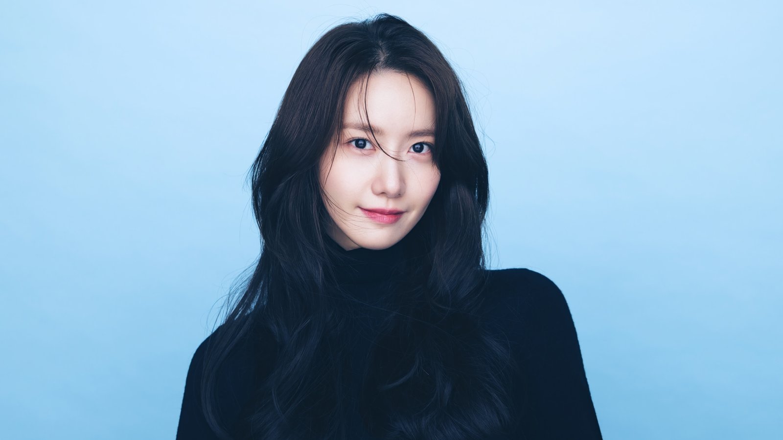 Yoona snsd 4K Wallpaper Black Turtleneck & Blue Aesthetic - Celebrities wallpaper - 4K